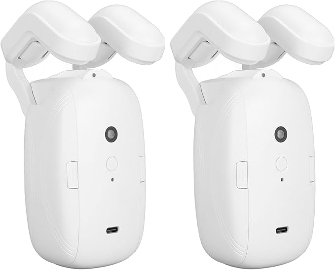 2 Pcs Smart Automatic Curtain Opener, Bluetooth Remote Control Smart Curtain with Timer & APP, Voice Control, Roman Rod Track, Silent Electric Curtain Opener for Bedroom, Office