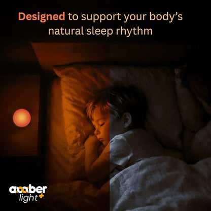 Amber Light + Pebble - Rechargeable Sleep Lamp, Blue Light Free Night Lamp for Bedtime Reading, 1000mAh Battery, Melatonin-Friendly Ambient Glow, 3.5 Inch (Amber)
