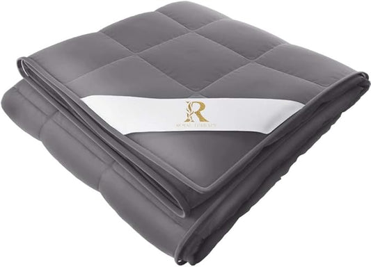 Royal Therapy Weighted Blanket - Heavy 100% Cotton Blankets with Premium Glass Beads (60''x80'' 15lbs, Royal Grey), Suitable for One Person (~150lb) - Use on Queen/King Bed