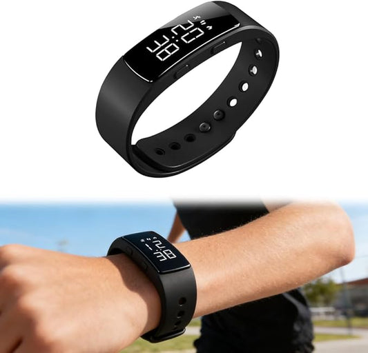 Vibrating Alarm Reminder Watch, 2026 Upgraded Silent Bracelet Wearable Wrist Alarm Clock for Step Counter, Vibration, Stopwatch Timer, 2-Set Alarm Clock Design for Deep Sleepers (Black)