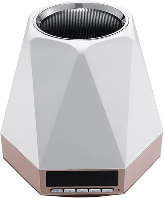 Smart Wake Up Light Alarm Clock, t-Button Dimmable LED Colorful Night Subwoofer 360 ° Stereo Surround Sound,Black(Gold)