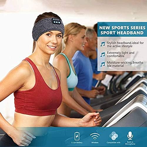 Wireless Bluetooth Sports Headband Headphones Ultra-Thin HD Stereo Perfect for Sleeping .Workout,Jogging,Yoga,Insomnia, Air Travel, Meditation Gray