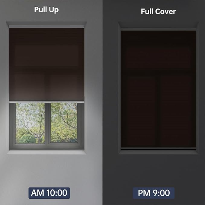 Cellular Shades Light Filtering Honeycomb Blinds for Indoor Windows, Cordless Cellular Shades 1.5 inch Cell Pleated for Bedroom Home Office, Custom Size, Half Shading Brown