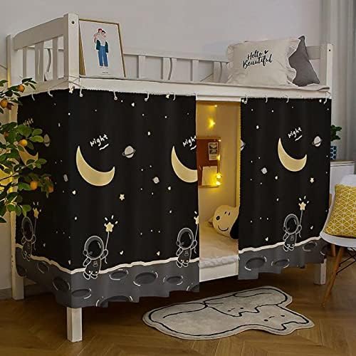 Bottom Bunk Bed Curtains Privacy Cloth Underbed Curtains for Low Loft Bed Twin, 2 Panels, Spaceman