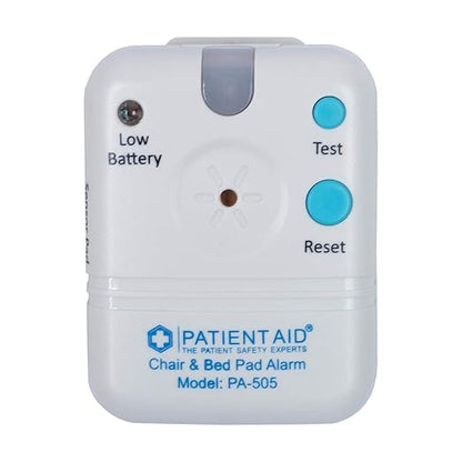 Patient Aid Bed Alarm with 10" x 30" Motion Sensor Pad and Wired Device, Various Ring Sound and Mounting Options, AC Adapter and Battery Powered Wandering and Fall Prevention for Elderly