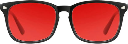 TIJN Sleep Glasses with Blue Green Light Blocking, Red Light Lens for Computer Gaming, Screen Fatigue & UV Protection