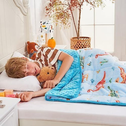 yescool Weighted Blanket 5 Pounds Weighted Lap Blanket, Glow in The Dark Dinosaur Heavy Blankets, Warm Minky Weighted Throw Blanket Gift for 40-60lbs, 36"x48"