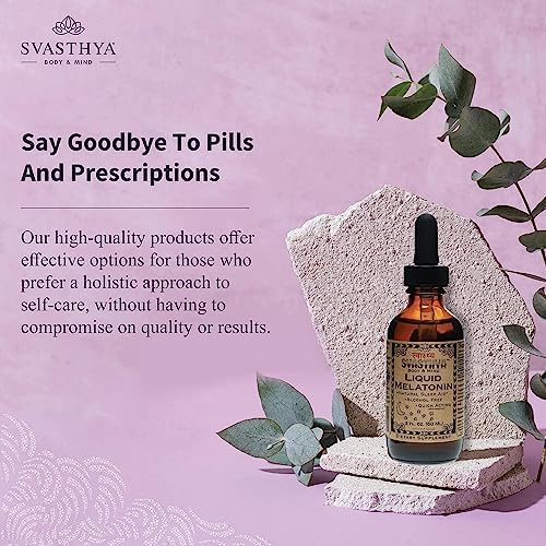 Svasthya Body & Mind Liquid Melatonin - Promotes Natural Sleep - Alcohol Free for Adult and Children, Made in The USA, 2 oz, Pack of 2