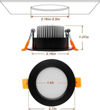 YGS-Tech Smart 2 Inch Recessed Lighting, WiFi LED Downlight 5W 120V, Compatible with Alexa and Google Home, Dimmable RGB & CCT 2700-6500K, Black Trim, LED Ceiling Light with Driver (10 Pack)