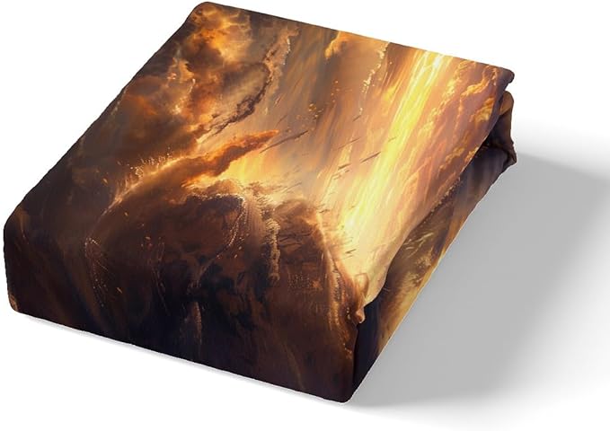 Tornado Bedding Set Twin Size Natural Disaster Scene 3D Print Bed Set for Teens Kids Sheet Microfiber Sunset Sky Clouds Tornado View Bed Cover(1 Fitted Sheet+1 Pillow Case)