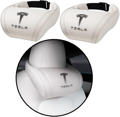 Car Headrest Neck Pillow Support Memory Foam Ergonomic Design Accessory for Driving Seat Fatigue Relief Compatible with Model S X 3 Y & Cybertruck - 2 Pieces