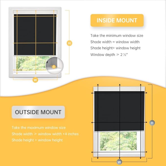 Motorized Blinds with Remote, Blackout Cooling Automatic Shades with Solar Panel Cordless Smart Blinds for Windows, Custom Electric Blinds Horizontal Roller Shades,Black,34" W X 72" H