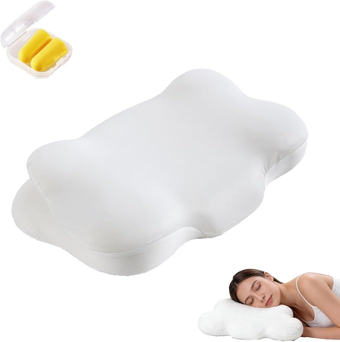 Cloud Pillow, Ergonomic Memory Foam Pillows – Dual Height Contour Cervical Support with Breathable Cover, Cervical Neck Support Pillow, for Side, Back and Stomach Sleepers (White)