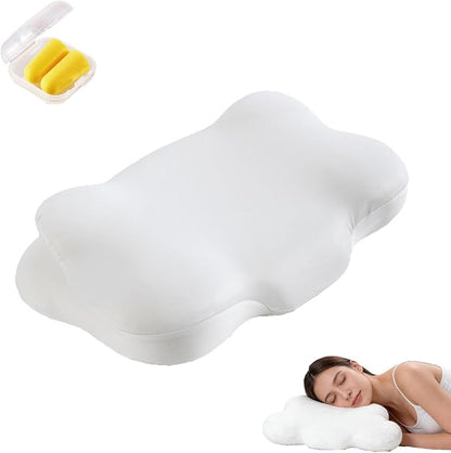 Cloud Pillow, Ergonomic Memory Foam Pillows – Dual Height Contour Cervical Support with Breathable Cover, Cervical Neck Support Pillow, for Side, Back and Stomach Sleepers (White)