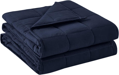 BB BLINBLIN Weighted Blanket Heavy Blanket for Cool & Restful Sleep, Premium Soft Material and Glass Beads (Navy Blue, 80''x87'' 15lbs), Two Persons(70~140lb) Sharing Use on Queen/King Bed…