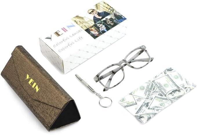 YEIN Progressive Multifocus Reading Glasses, Spring Hinge Blue Light Blocking Glasses for Women Men, No Line Multifocal Readers with Clear Lenses (+1.00/+4.00 magnification)