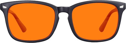 MAXJULI 99.9% Blue Light Blocking,Computer Reading/Gaming/TV/Phones Glasses for Women Men(Orange) 6001