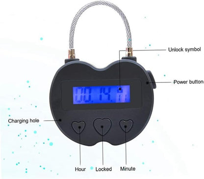 Metal Timer Lock,Electronic Time Padlock,LCD Display Time Lock,USB Rechargeable Timer Lock Behavioral Habit Aid