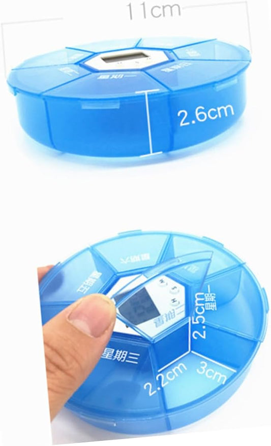 NOLITOY Compartments Electronic Medication Reminder Dispenser Clock Practical Pill Organizer for Daily Use Portable Medicine Chest for Patients Blue