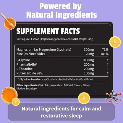 EarlyBird Lights Out Sleep Powder, Honey Lemon Calm Sleep Drink Mix with PharmaGABA, Magnesium & L-Theanin, Natural Sleep Aid for Adults, Calming Drink Mix for Relaxation & Deeper Sleep, 45 Scoops