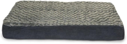 FurHaven Supportive Cooling Memory Foam Classic Mattress Dog Bed with Washable & Removable Cover - Plush Faux Fur/Suede Mattress - Gray, Dogs Up to 35 lbs - Medium