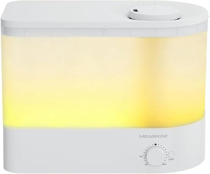 Megawise Cool Mist Ultrasonic Humidifier, Adjustable Mist Control, Quiet Operation, With a 6L top-fill tank and 50-hour runtime(White)