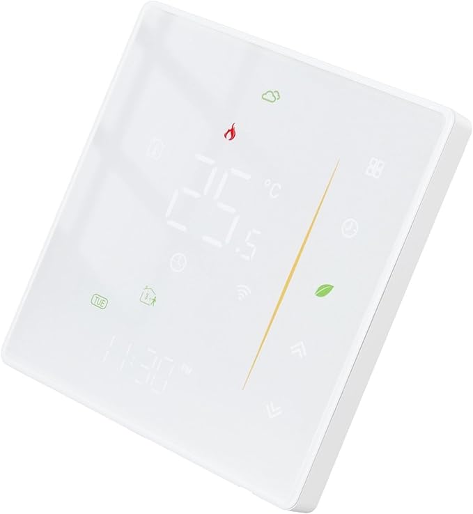 Smart Thermostat Programmable App Voice Control Electric Floor Heating Temperature Controller for ZigBee AC White Suitable for Office Bedroom Living Room