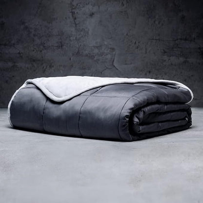 LUXOME Full Size Weighted Blanket | Integrated Cooling & Plush Cover | 15 lbs | 54"x72" | Light Grey