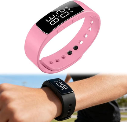 Vibrating Alarm Reminder Watch, 2026 Upgraded Silent Bracelet Wearable Wrist Alarm Clock for Step Counter, Vibration, Stopwatch Timer, 2-Set Alarm Clock Design for Deep Sleepers (Pink)