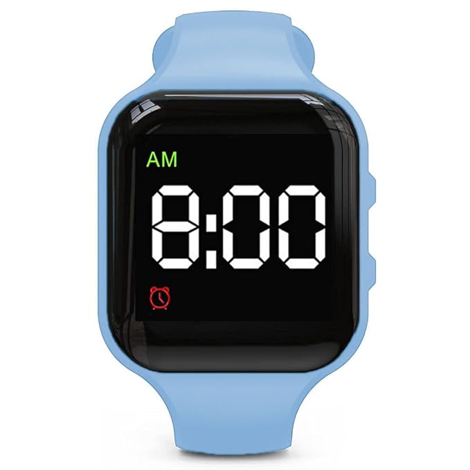 Water Resistant Potty Training Watch Rechargeable Vibrating Alarm Reminder Watch Silent Wake Up Wristband - with Lock (Light Blue)