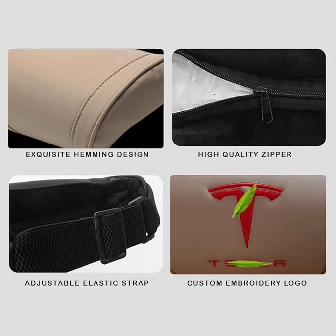 Car Headrest Neck Pillow Support Memory Foam Ergonomic Design Accessory for Driving Seat Fatigue Relief Compatible with Model S X 3 Y & Cybertruck - 2 Pieces