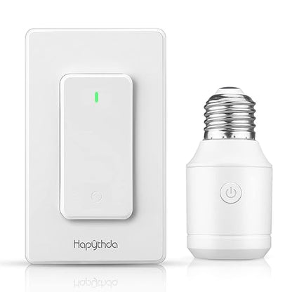 Remote Control Socket for 500W E26/E27 Bulb Base Holder, Wireless Wall Mounted Switch for Pull Chain Light Fixtures, 300FT RF Range, No Wiring Wireless Light Switch