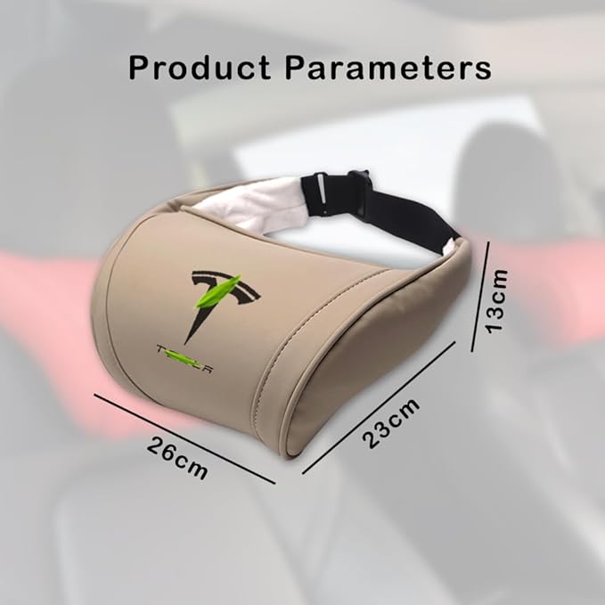 Car Headrest Neck Pillow Support Memory Foam Ergonomic Design Accessory for Driving Seat Fatigue Relief Compatible with Model S X 3 Y & Cybertruck - 2 Pieces