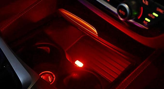 iJDMTOY Brilliant Red USB Plug-in Miniature/Nano LED Car Interior Ambient Accent Lighting Kit