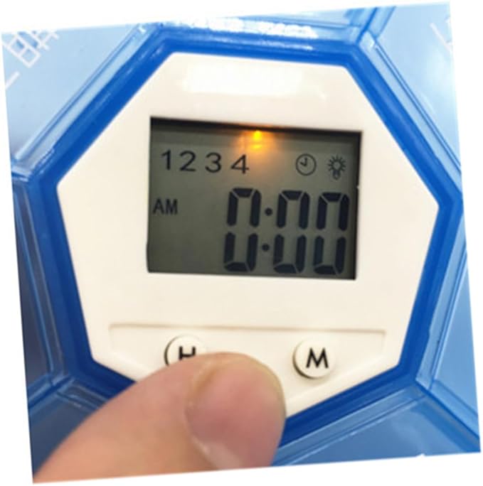 Compartment Pill Dispenser with Alarm Clock Reminder Portable Medication Organizer for Daily Use Read Labels for Patients Blue