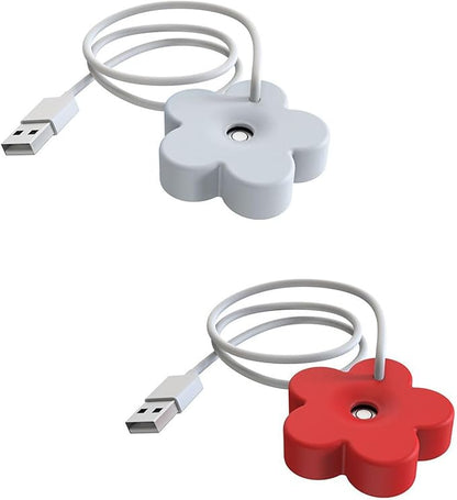 2Pcs USB Small Humidifier,Portable Creative Flower Humidifier,Easy to Use,Plastic Quiet Mini Air Humidifier for Home Bedroom Office Desk(White&Red)