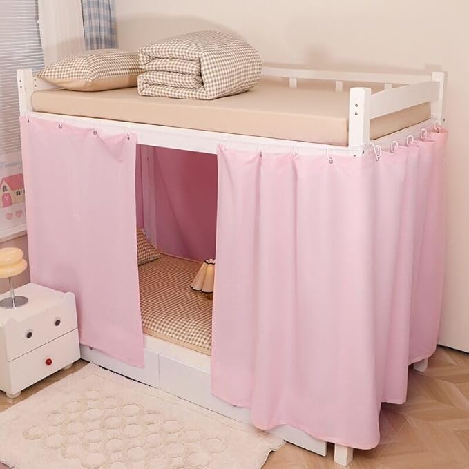 Blackout Bunk Bed Curtains Dorm Loft Privacy Cover Canopy Student Children Single Pink 1PC