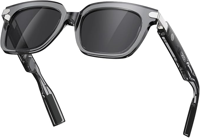 Smart Glasses,Polarized Sunglasses Built-in Mic & Bluetooth Speaker, Wireless Audio Smart Glasses for Men and Women, Athletic/Outdoor UV Protection,Touch Control, Voice Assistant (Black)