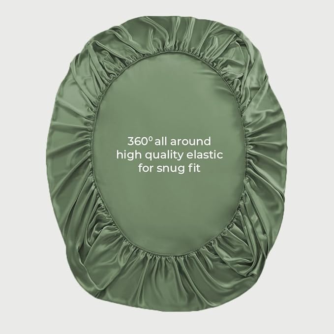 LINENWALAS Fitted Sheet Only Viscose Derived from Bamboo, Bottom Sheet for Twin Size Bed – 16” Deep Pocket, All Around Snug Fit – Cooling, Breathable, Soft, Hypoallergenic (Avocado Green, Twin)