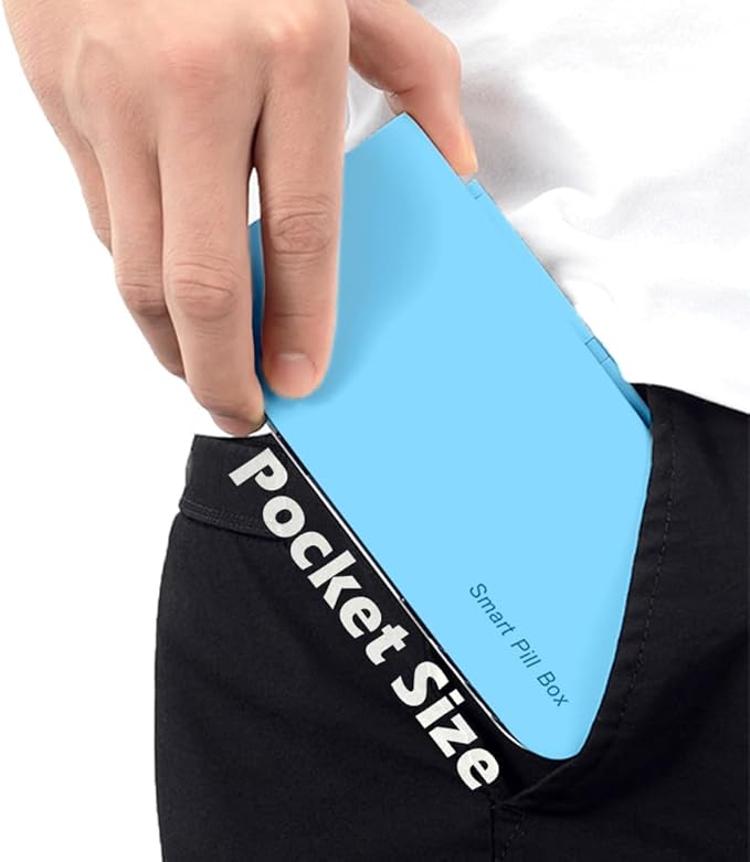 Rechargeable Pill Dispenser - Blue - Adjustable Pill Organizer Medicine Dispenser Weekly Travel Pill Organizer