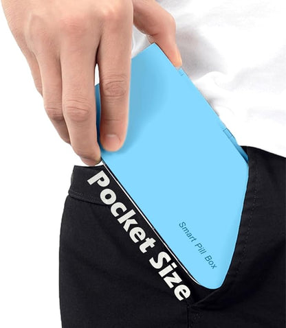 Rechargeable Pill Dispenser - Blue - Adjustable Pill Organizer Medicine Dispenser Weekly Travel Pill Organizer