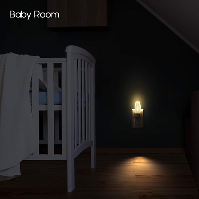 Emotionlite Plug in Night Light, Warm White LED Nightlight, Dusk to Dawn Sensor, Kids, Nursery, Bedroom, Bathroom,Hallway, Stairs, Kitchen, 4 Pack