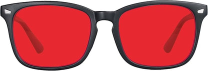 MAXJULI 99.9% Blue Light Blocking,Computer Reading/Gaming/TV/Phones Glasses for Women Men(Red) 6001