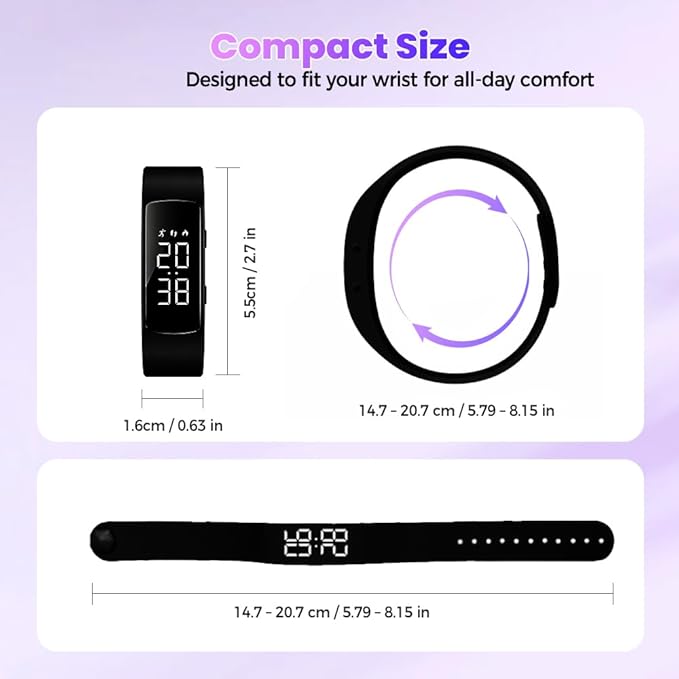 Vibrating Alarm Reminder Watch, 2026 Upgraded Silent Bracelet Wearable Wrist Alarm Clock for Step Counter, Vibration, Stopwatch Timer, 2-Set Alarm Clock Design for Deep Sleepers (Pink)