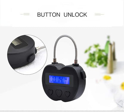 Time Lock LCD Display Time Lock Multi-Function Electronic Timer, USB Rechargeable Timer Padlock (Black)