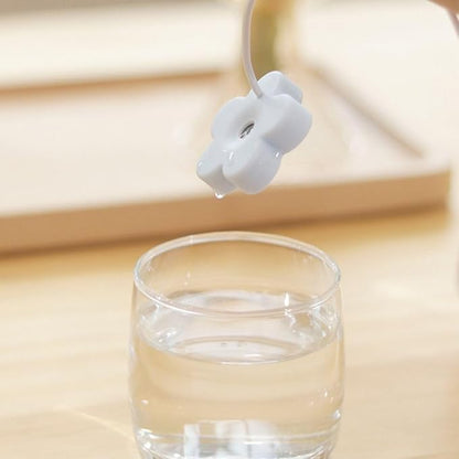 2Pcs USB Small Humidifier,Portable Creative Flower Humidifier,Easy to Use,Plastic Quiet Mini Air Humidifier for Home Bedroom Office Desk(White&Blue)