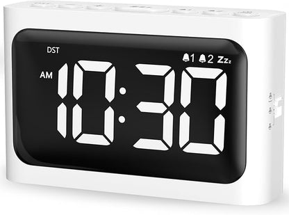 Digital Alarm Clock for Bedroom - Large 4.8" LED Display, Dual Alarm, 100% Dimmer, DST, Battery Backup, Simple Desk Clock for Bedside, Seniors, Kids, Teens