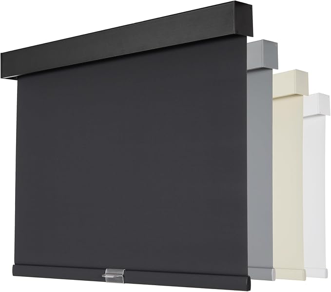 Persilux Cordless Blackout Roller Shades for Windows, Pull Down Blinds With Valance, Thermal Insulated Fabric, UV Protection for Home and Bedroom (Black, 41" W x 72" H)
