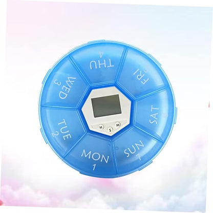 Portable 7-Compartment Electronic Alarm Clock Medication Reminder Box for Patients Timely Pill Dispenser Alarm Function for Daily Use and Travel