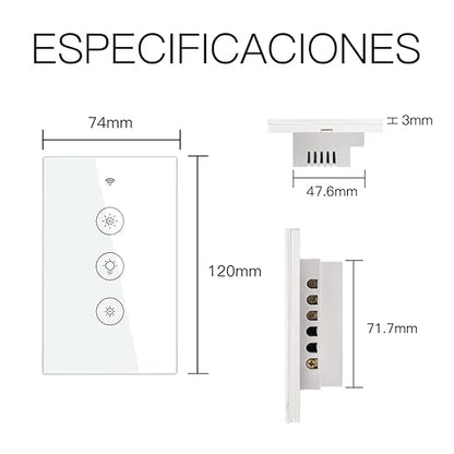 MoesGo WiFi RF Smart Light Dimmer Switch 2/3 Way Muilti-Control Association Smart Life/Tuya APP Relay Status Backlight Switch Off RF Remote Control,Compatible with Alexa Google Voice Assistants White